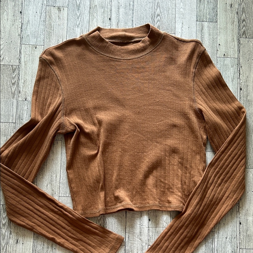 American Eagle Outfitters Brown Long Sleeve Top